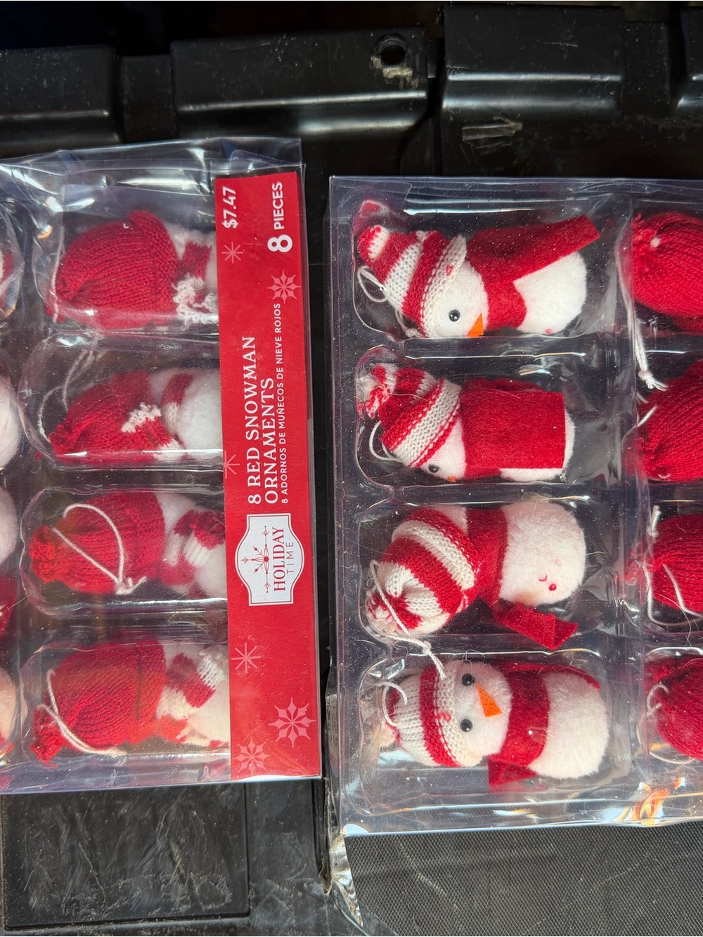 Holiday Time Red and White Snowman Hanging Ornaments - Set of 8